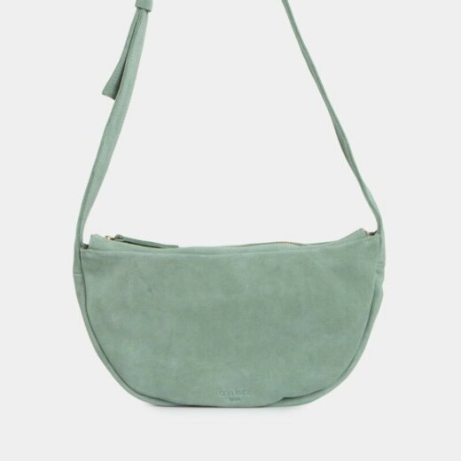 ann kurz Soft-Half Moon Shape Bag New suede smoke green
