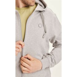 Zip hood basic badge sweat - GOTS/Vegan Grey Melange