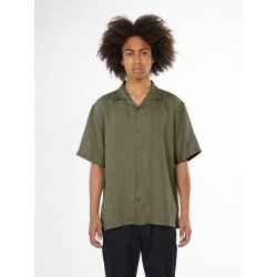 Box short sleeve linen shirt GOTS/Vegan Burned Olive