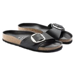 Madrid Big Buckle Natural Leather Oiled Black Narrow/Schmal