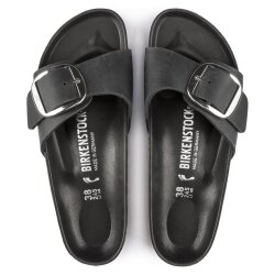 Madrid Big Buckle Natural Leather Oiled Black Narrow/Schmal