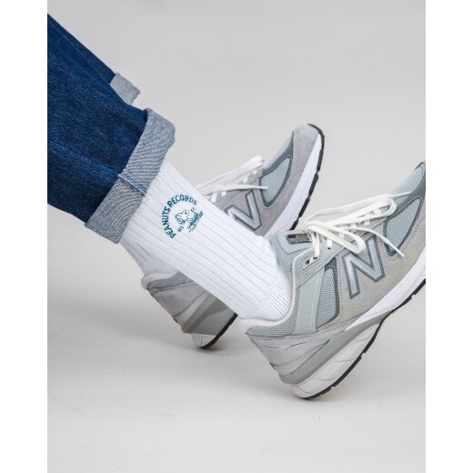 Peanuts Records Deejay Socks White