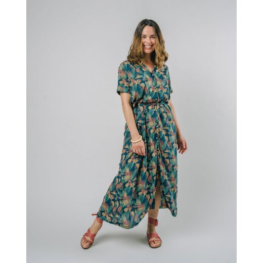 Flower Vichy Long Dress Navy