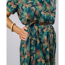 Flower Vichy Long Dress Navy