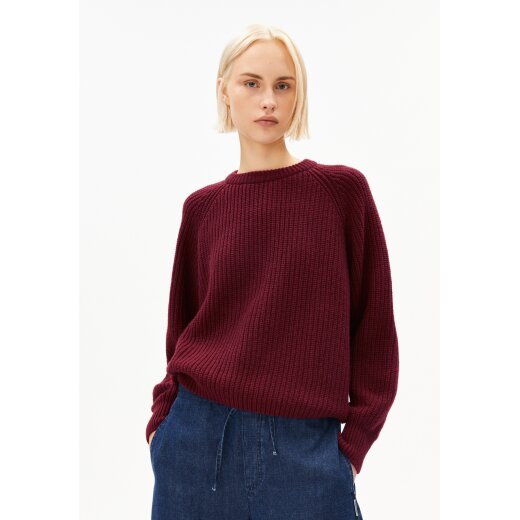 RIB KNIT SWEATER velvet red