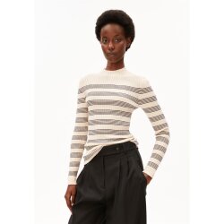 ALAANIA STRIPED KNIT SWEATER oatmilk-black
