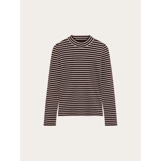 Rib mock neck Stripe - brown