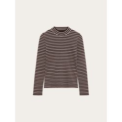 Rib mock neck Stripe - brown