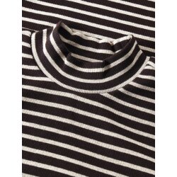 Rib mock neck Stripe - brown