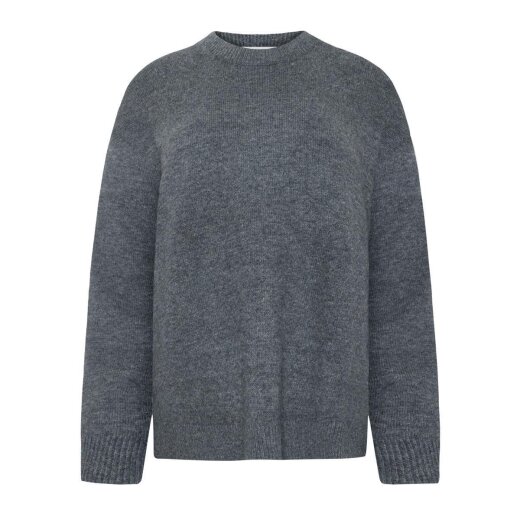 Lambswool crew neck sweater Dark Grey Melange